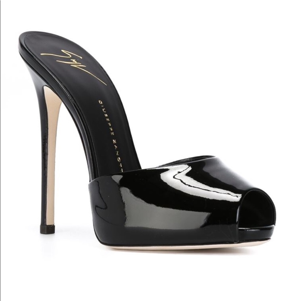 Giuseppe Zanotti patent peep toe mules